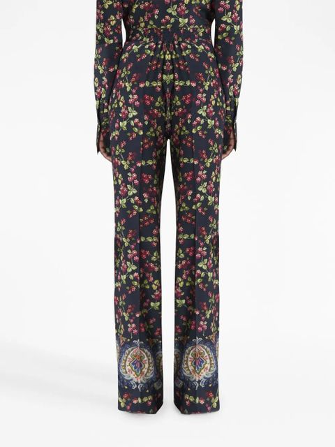 ETRO floral-print straight-leg trousers - Black