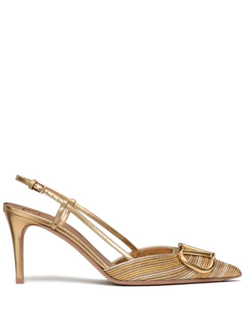 Valentino Garavani 80mm VLogo Signature slingback pumps - Gold