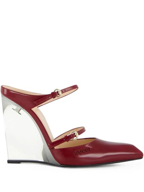 Gucci buckle-detail wedge mules - Red - zdjęcie produktu nr 1