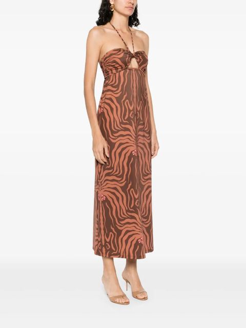Johanna Ortiz Jungle Palms midi dress - Brown