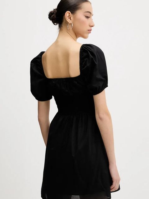 Tommy Jeans sukienka bawełniana kolor czarny mini rozkloszowana DW0DW21334