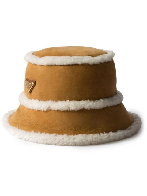 Prada suede shearling bucket hat - Brown - zdjęcie produktu nr 1