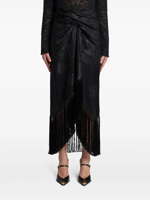 ETRO fringed jacquard maxi skirt - Black