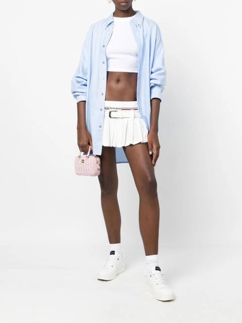 Miu Miu intarsia-logo pleated skirt - White - zdjęcie produktu nr 2