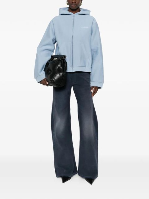 Balenciaga zip cotton hoodie - Blue
