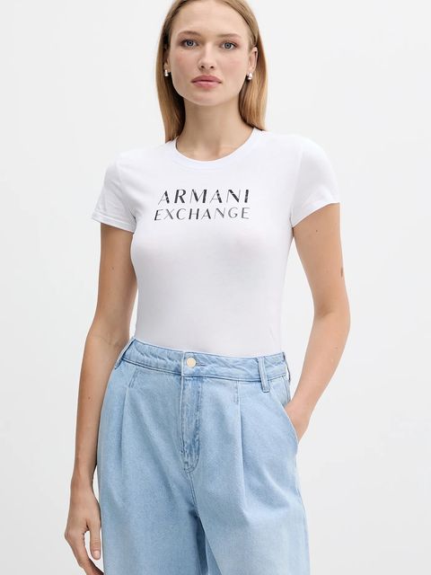 Armani Exchange t-shirt bawełniany damski kolor biały XW001357 AF10356 - zdjęcie produktu nr 1