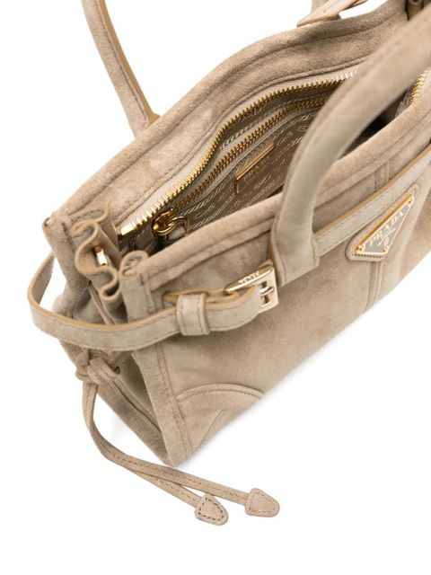 Prada buckle suede tote bag - Neutrals