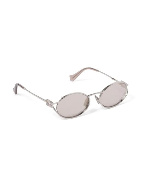 Miu Miu Eyewear oval-frame sunglasses - Silver - zdjęcie produktu nr 2