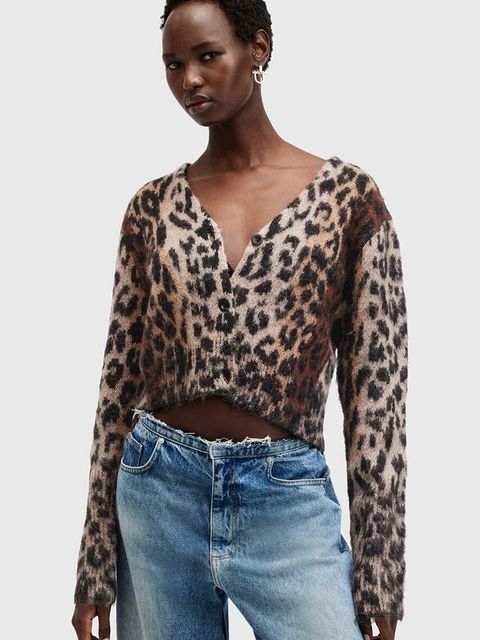 AllSaints kardigan z wełną WICK kolor brązowy W024KB