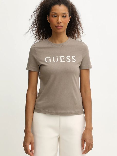 Guess t-shirt bawełniany CLELIA damski kolor beżowy V5BI10 I3Z14 - zdjęcie produktu nr 1