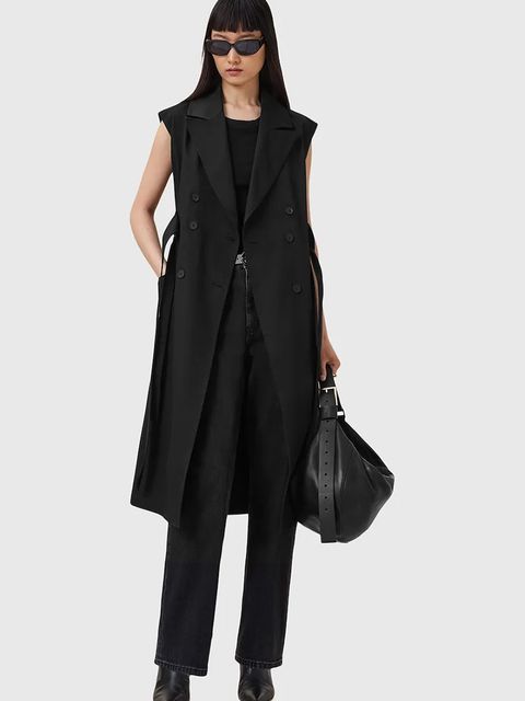 AllSaints trencz bawełniany CADENCE kolor czarny W004OD