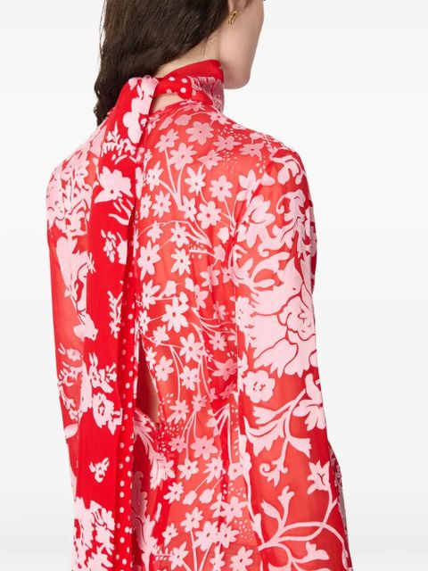 Marine Serre floral-polka dot print maxi dress - Red