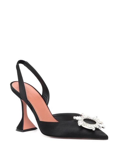 Amina Muaddi 95mm Begum crystal-buckle slingback pumps - Black - zdjęcie produktu nr 2