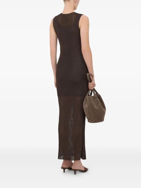 LouLou de Saison Icaria ribbed semi-sheer maxi dress - Brown