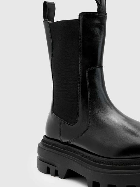 AllSaints sztyblety skórzane Alex Boot damskie kolor czarny na platformie W062FB