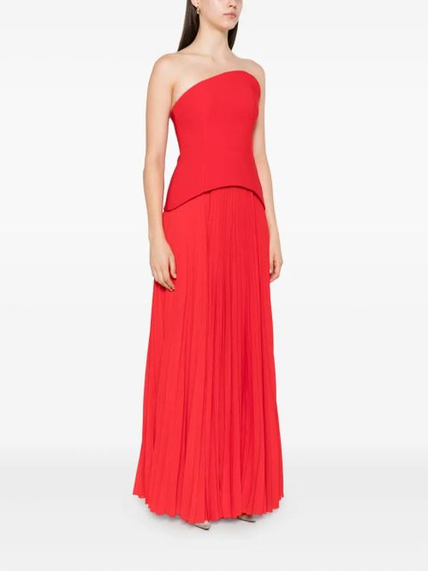 Solace London Britt strapless pleated dress - Red