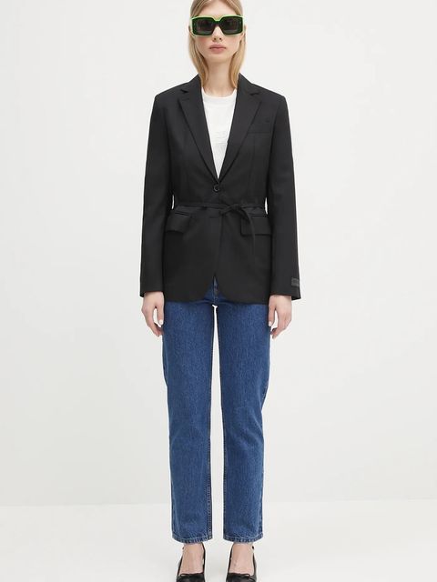 Kenzo marynarka wełniana kolor czarny jednorzędowa FF52VE2619RA.99