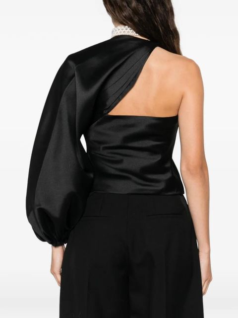 Self-Portrait one-shoulder top - Black