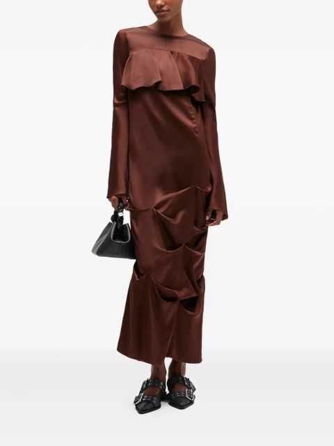 GANNI ruffled maxi dress - Brown - zdjęcie produktu nr 2