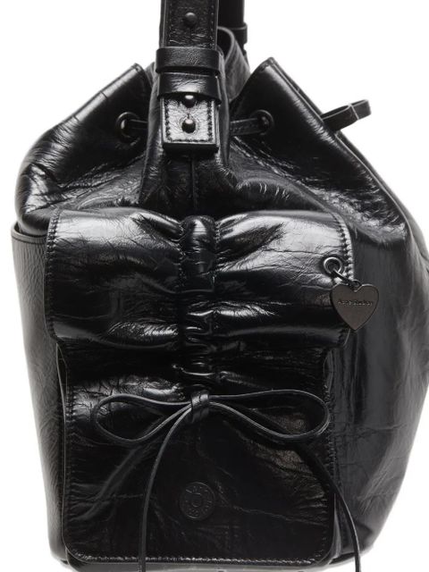 Acne Studios drawstring ruffled leather shoulder bag - Black - zdjęcie produktu nr 2