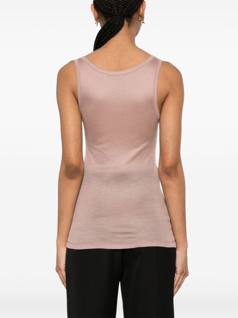 Prada triangle-appliqué silk top - Pink