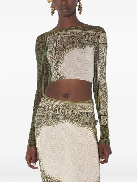 Jean Paul Gaultier long-sleeves printed crop top - Neutrals