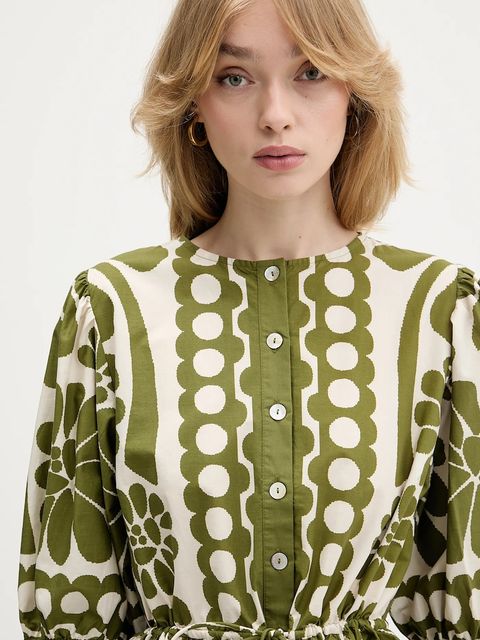 Farm Rio koszula bawełniana damskie kolor zielony regular 344603