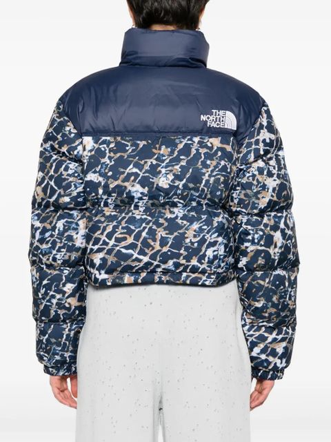 The North Face abstract-print quilted jacket - Blue