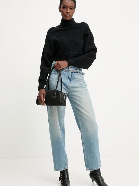 Answear.LAB sweter z kaszmirem damski kolor czarny ciepły z golfem - zdjęcie produktu nr 2