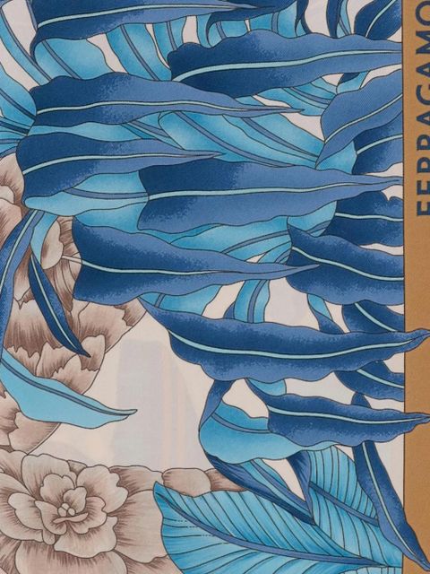 Ferragamo floral-print silk scarf - Blue
