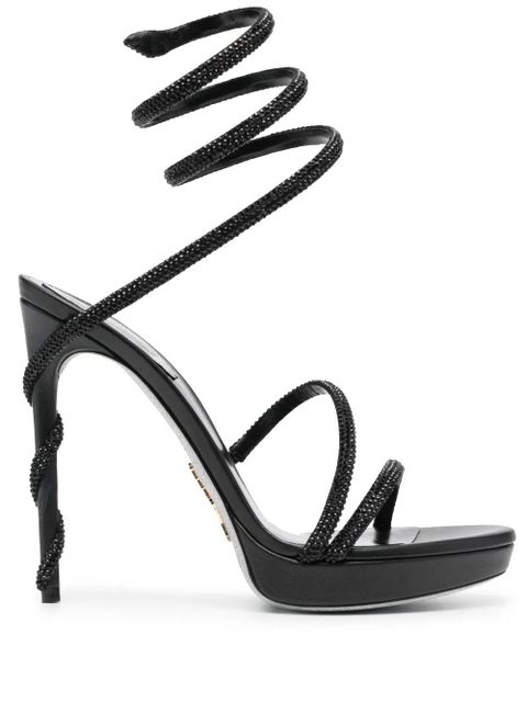 René Caovilla crystal-embellished wraparound leather sandals - Black - zdjęcie produktu nr 1