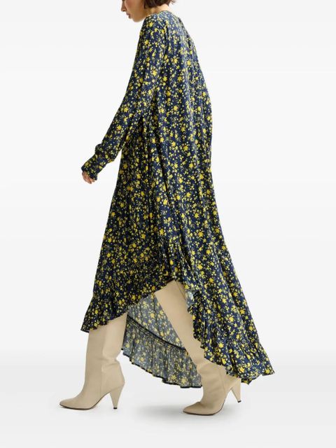 Essentiel Antwerp floral-print ruffled asymmetrical dress - Blue