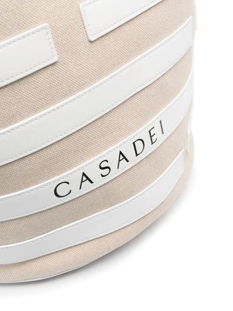 Casadei stripe-pattern leather tote bag - Neutrals