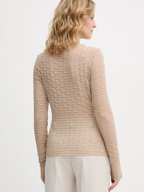 Sisley bluzka damska kolor beżowy gładka 3ELRL108B