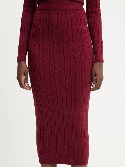 Answear.LAB sweter i spódnica damski kolor bordowy