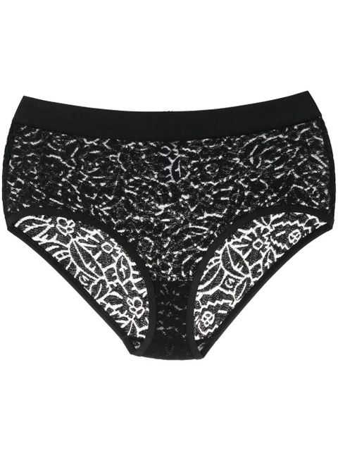 ERES floral-embroidery mesh thong - Black - zdjęcie produktu nr 1