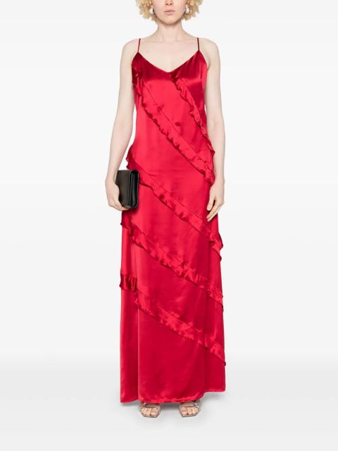 TWINSET ruffled satin maxi dress - Red - zdjęcie produktu nr 2