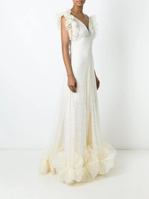 Alexander McQueen ruffled tulle evening dress - Neutrals