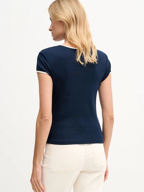 Tommy Hilfiger t-shirt bawełniany damski kolor granatowy WW0WW47881