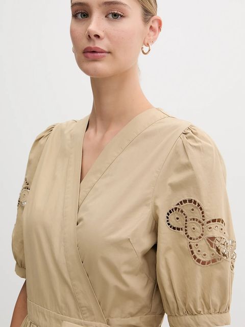 Dkny sukienka bawełniana kolor zielony midi rozkloszowana P5DB0B48