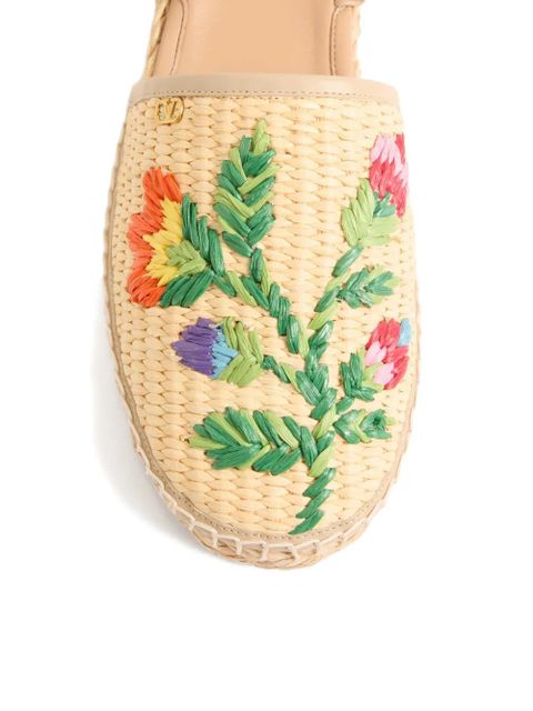 Valentino Garavani Bribri floral-embroidered espadrille - Neutrals