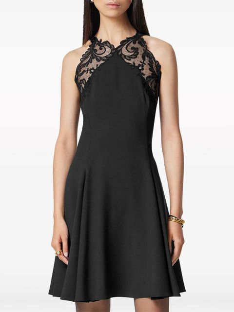 Versace Barocco-lace trim halterneck minidress - Black