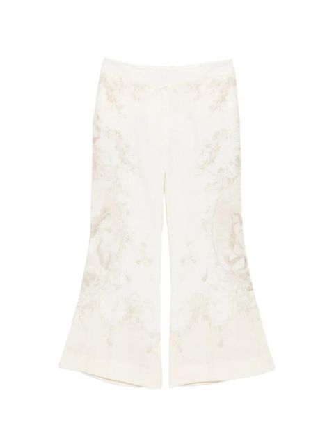 ZIMMERMANN cropped floral-print flared trousers - Neutrals - zdjęcie produktu nr 1