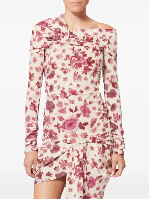 ISABEL MARANT floral knot silk top - Neutrals