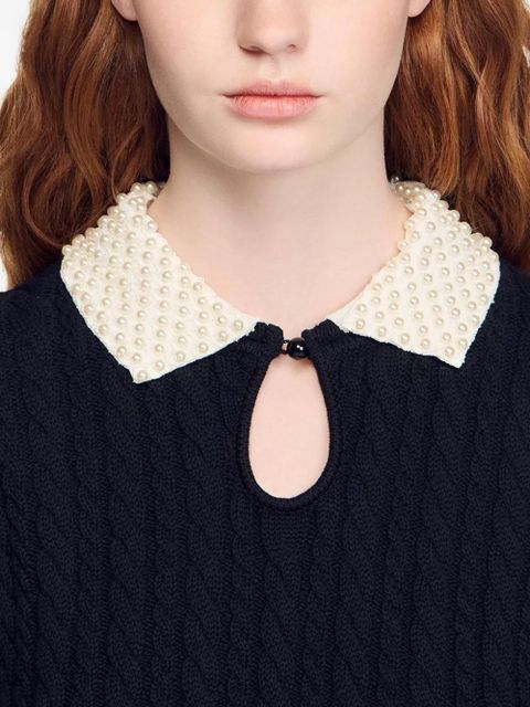 SANDRO collar-detail polo top - Black