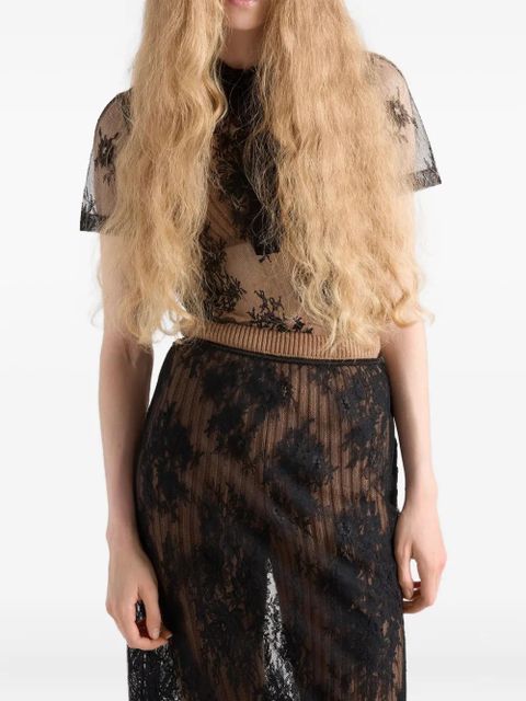 Prada scalloped pleated mini skirt - Black