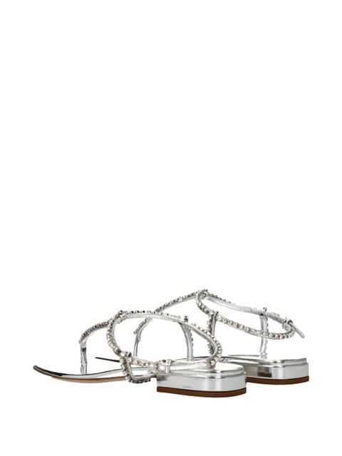 Miu Miu crystal-embellished leather sandals - Silver