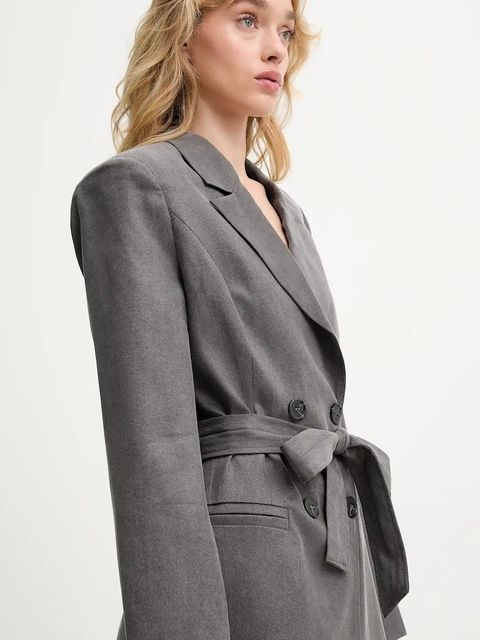 Answear.LAB marynarka kolor szary dwurzędowa gładka