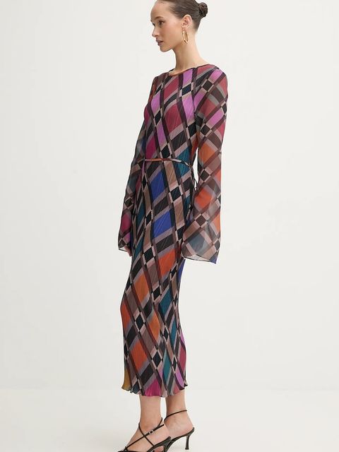 Never Fully Dressed sukienka kolor brązowy midi prosta NFDDR3029 - zdjęcie produktu nr 2