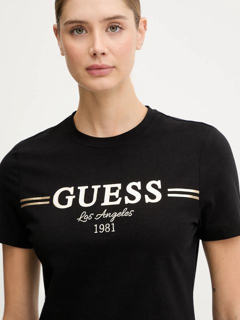 Guess t-shirt bawełniany BIBIA damski kolor czarny V5BI15 KA260